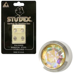 Rock Crystal Studs S/S - Regular Bezel